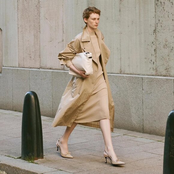 Caradise Women Nude Bow Pointed Toe Kitten Pumps Sexy Backless Stiletto Heel - Picture 3 of 7